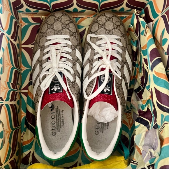 Adidas Gazelle X GG Beige Monogram - Size: US (11.5) - Picture 4 of 7